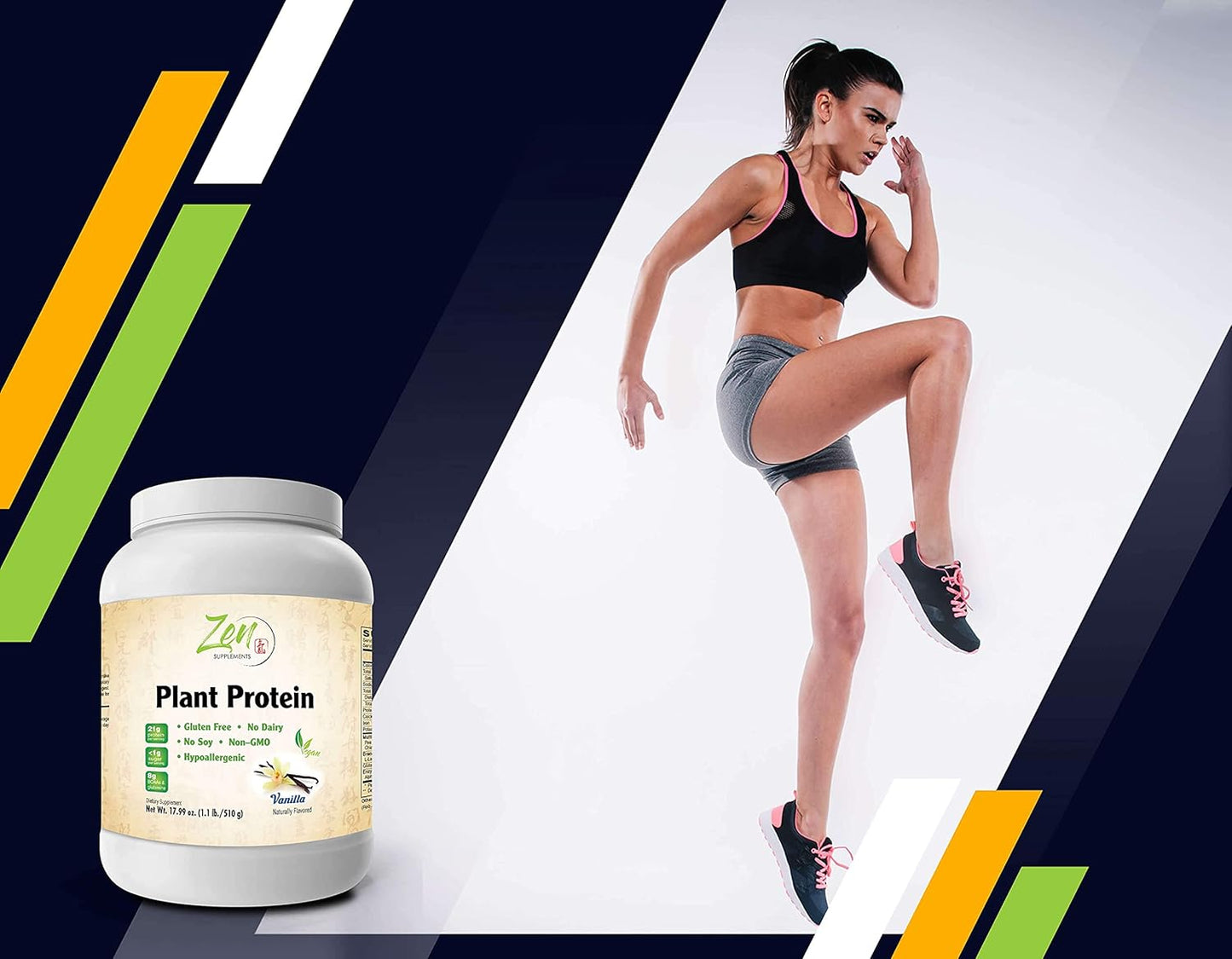 Vanilla Plant Protein Powder - 1.1LB, 25g Protein - Vegan, Low Carb, Dairy & Gluten Free, Kosher, Non-GMO
