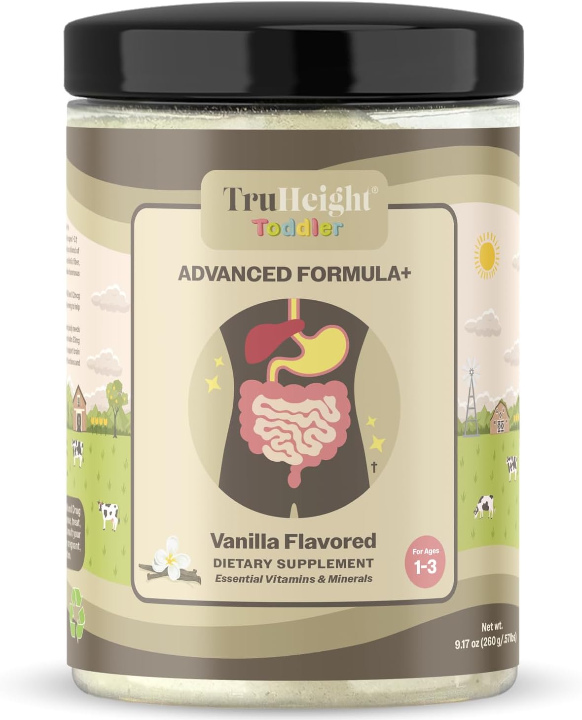 Vanilla TruHeight Toddler Advanced Formula with 16 Essential Vitamins for 1-3 Years Old, Milk-Based Nutritional Drink for Complete Toddler Nutrition - Non-GMO