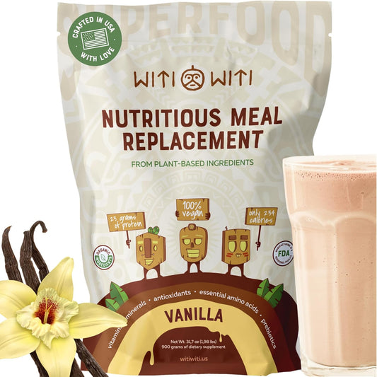 Vanilla Vegan Meal Replacement Powder - 23g Plant-Based Protein, Superfoods, Greens, Prebiotics, Vitamins and Minerals - Dairy & Gluten-Free - All-in-One Shake for Women and Men - 15 Servings