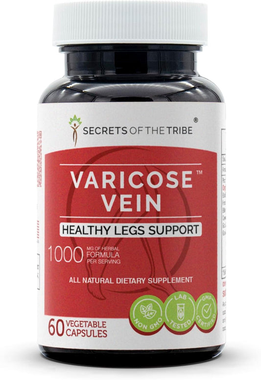 Varicose Vein Support Herbal Supplement Blend - Healthy Legs (60 Capsules) by Secrets of the Tribe
