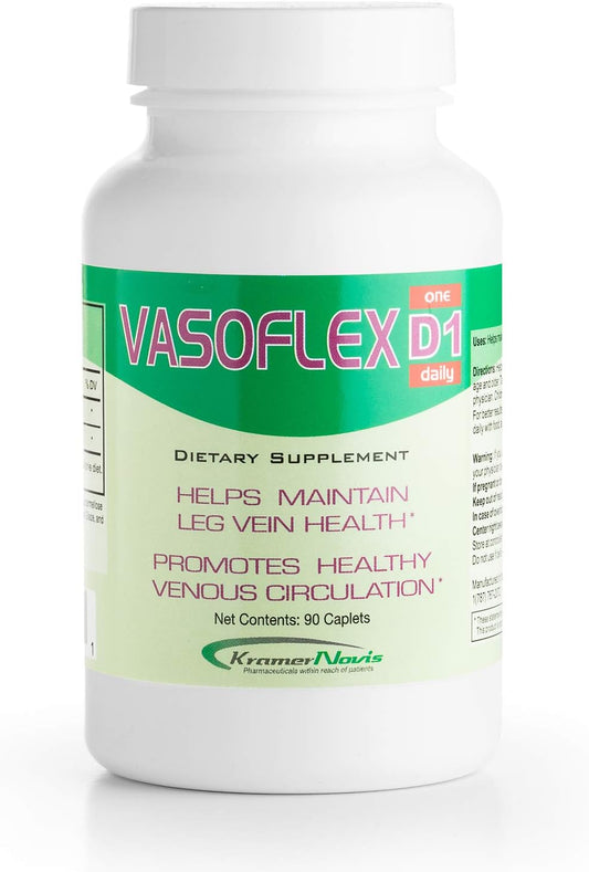 Vasoflex-D1® Leg Vein Health Complex, 900mg Diosmin, 100mg Hesperidin, One-Daily Caplets, 90 Count