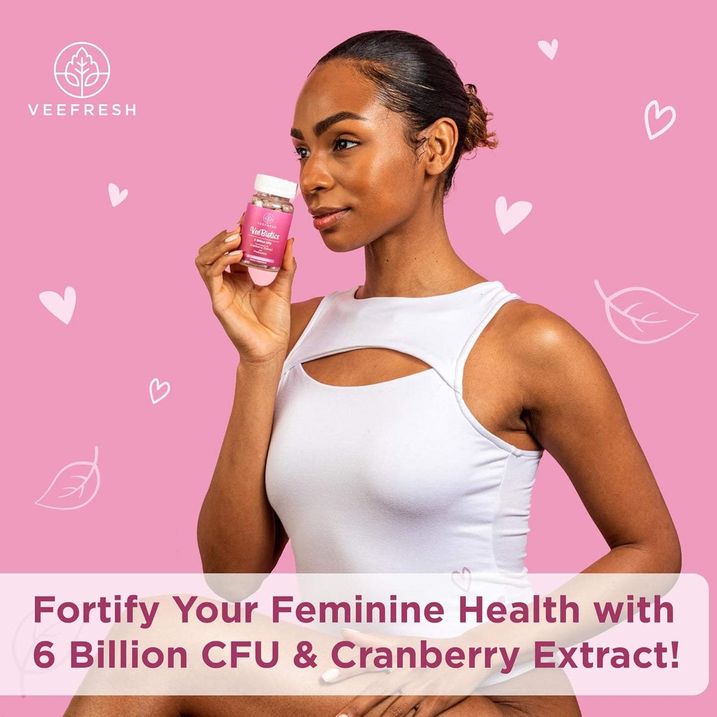 VeeFresh VeeBiotics Women's Probiotics with Cranberry Extract - 60 Capsules for Vaginal Health & pH Balance, Probiotics with Prebiotics for Overall Wellness