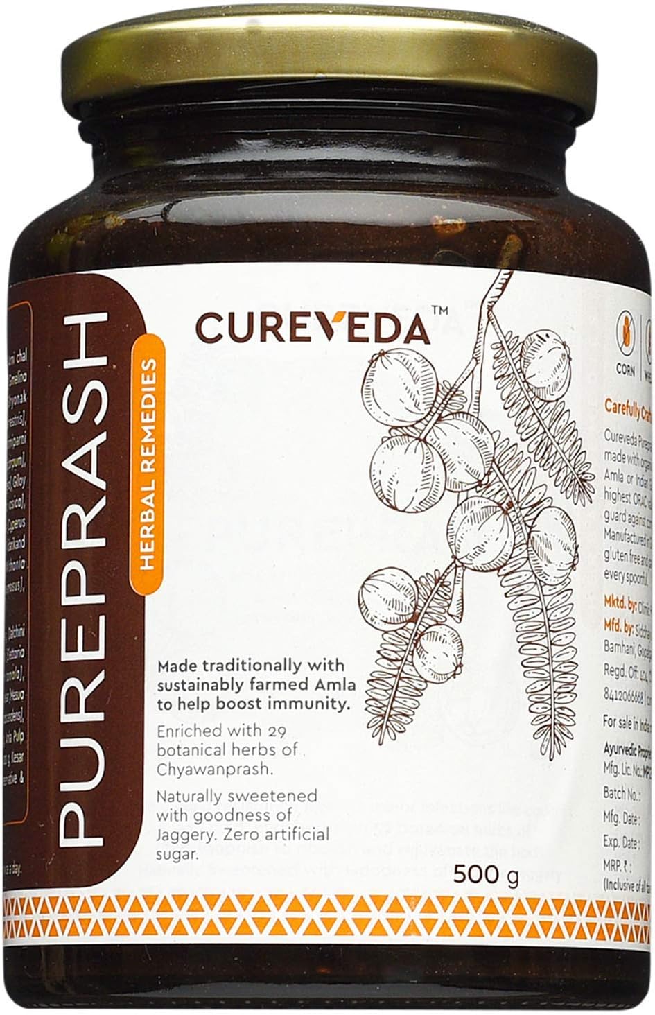 Veena Cureveda Herbal Pureprash: Immunity Booster, Jaggery-Based & Sugar-Free Chyawanprash (500g)