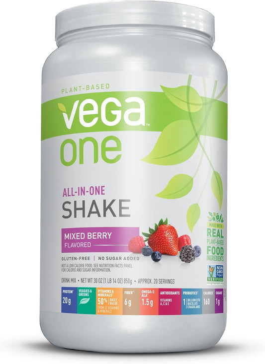 Vega One Berry Nutritional Shake - Plant Based Vegan Protein Powder, Gluten Free, Non GMO (30 oz) - 20 Servings