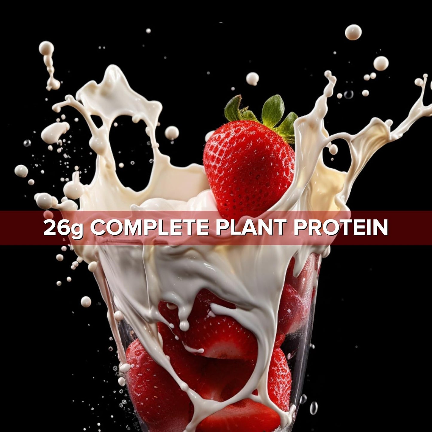 VEGAIN V-Power Plant-Based Protein Powder | 26g Protein, 10.8g BCAAs & EAAs, Zero Fat & Sugars, Dairy & Soy-Free - All Natural - 1kg Strawberries & Cream