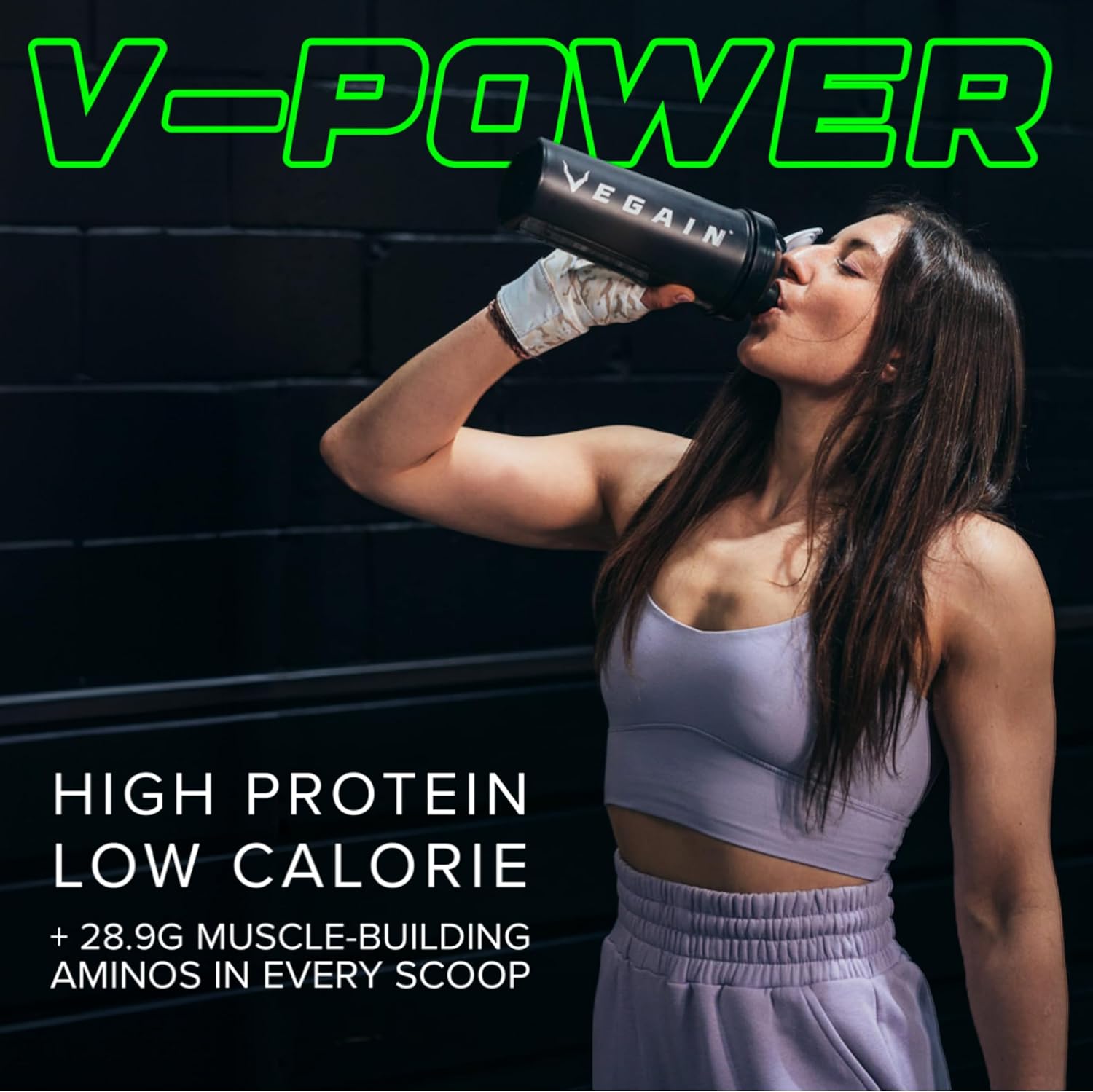 VEGAIN V-Power Plant-Based Protein Powder | 26g Protein, 10.8g BCAAs & EAAs, Zero Fat & Sugars, Dairy & Soy-Free - All Natural - 1kg Strawberries & Cream