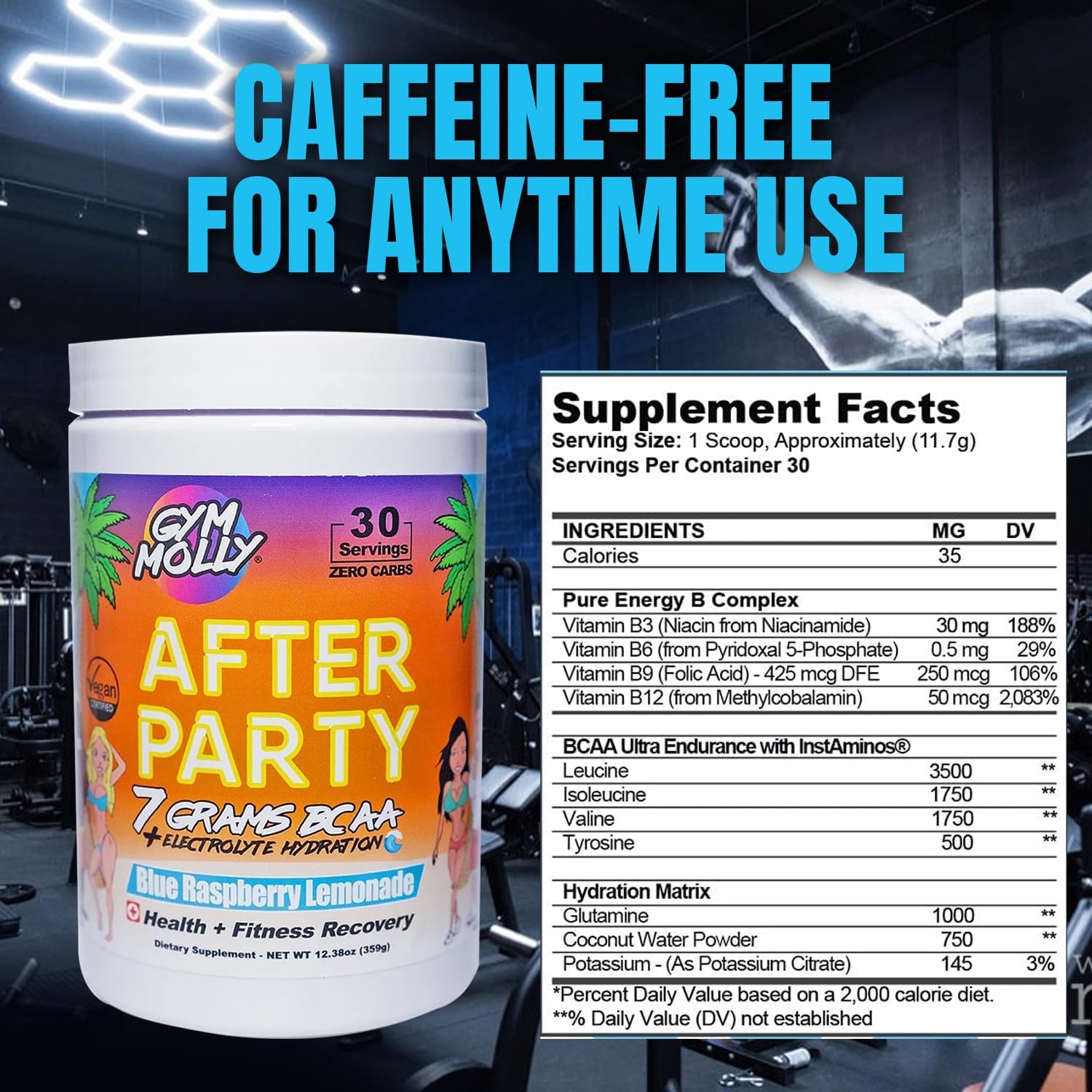 Vegan BCAA Powder for Workout Recovery - Electrolyte and Amino Acids Drink, Zero Carbs, Zero Sugar, 35 Calories (Blue Raspberry)