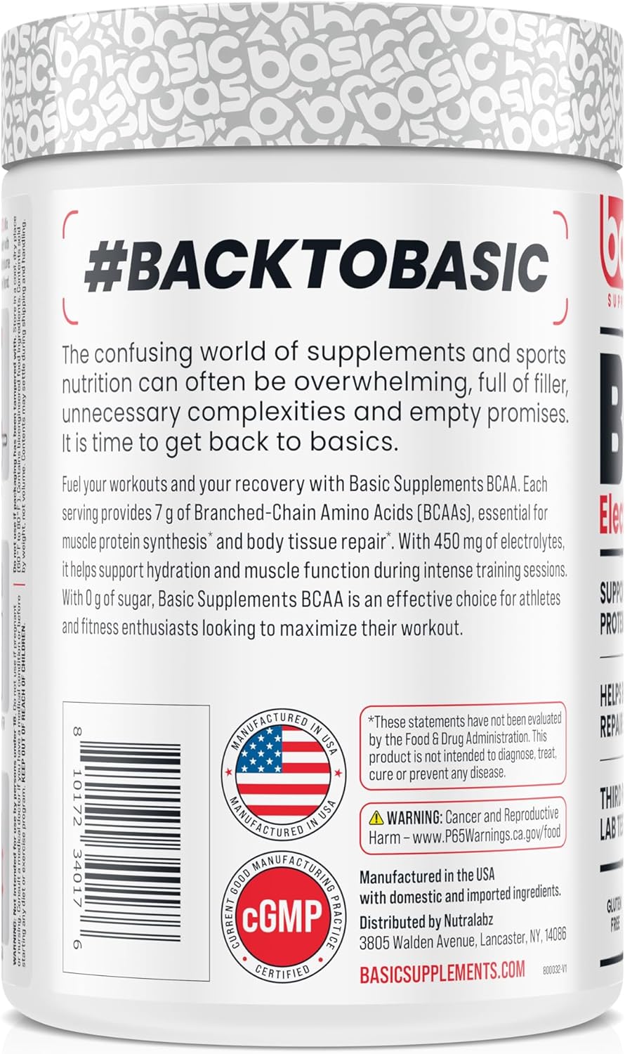 Vegan BCAA Powder with 7g BCAAs, Electrolytes, Sugar-Free, Supports Muscle Recovery - Blueberry Lemonade Flavor, 30 Servings
