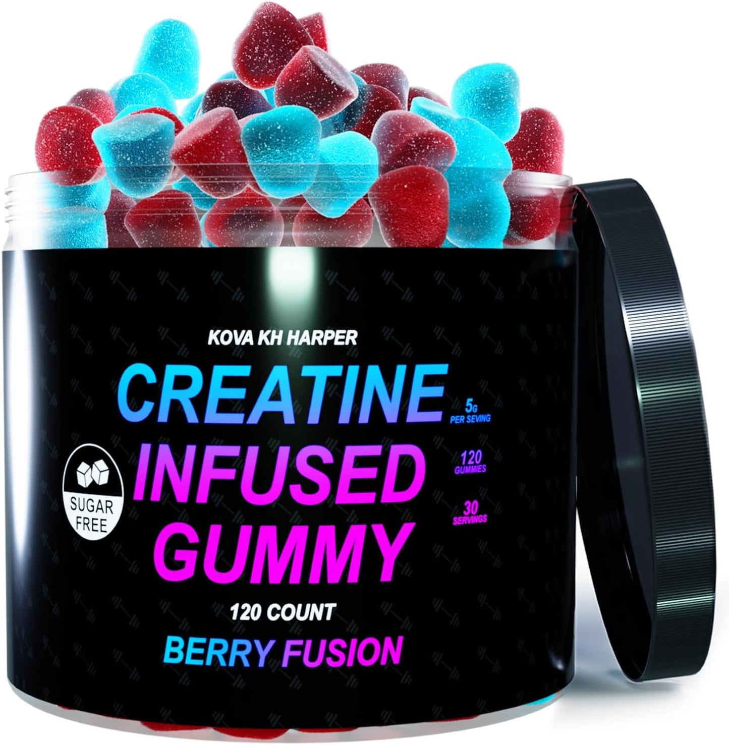 Vegan Berry Fusion Creatine Monohydrate Gummies - 5g Creatine Per Serving - 120 Count - Gluten-Free, Sugar-Free, Natural Ingredients - Muscle Growth & Recovery Support