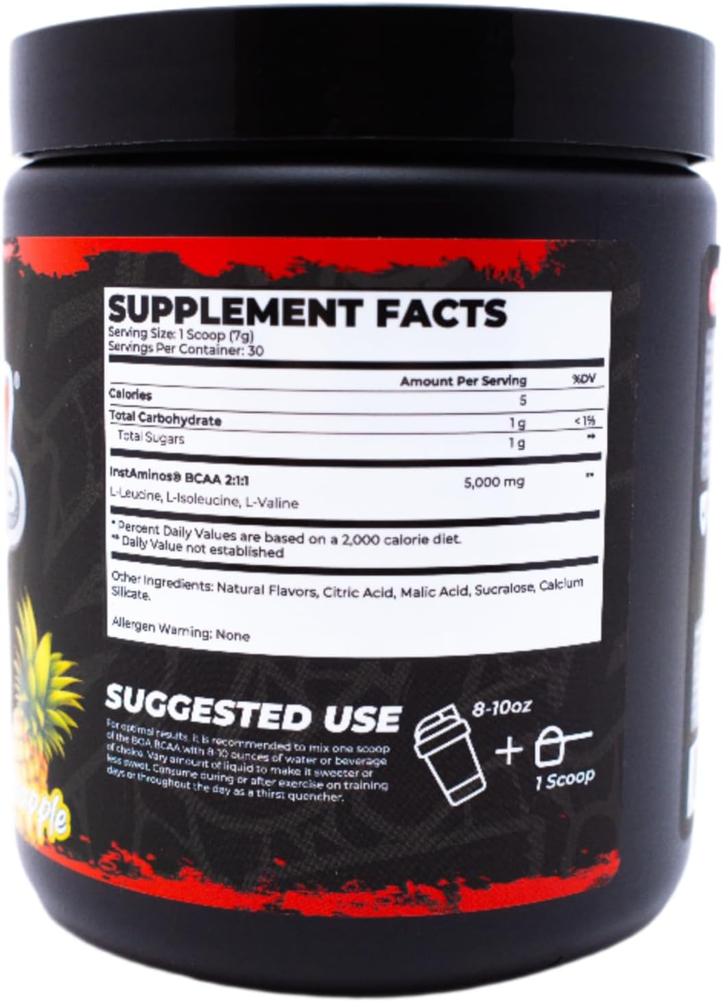 Vegan BOA Snakebite BCAA 2:1:1 Amino Acids Powder - Pineapple Flavor, 30 Servings, Gluten & Sugar Free for Improved Performance & Recovery