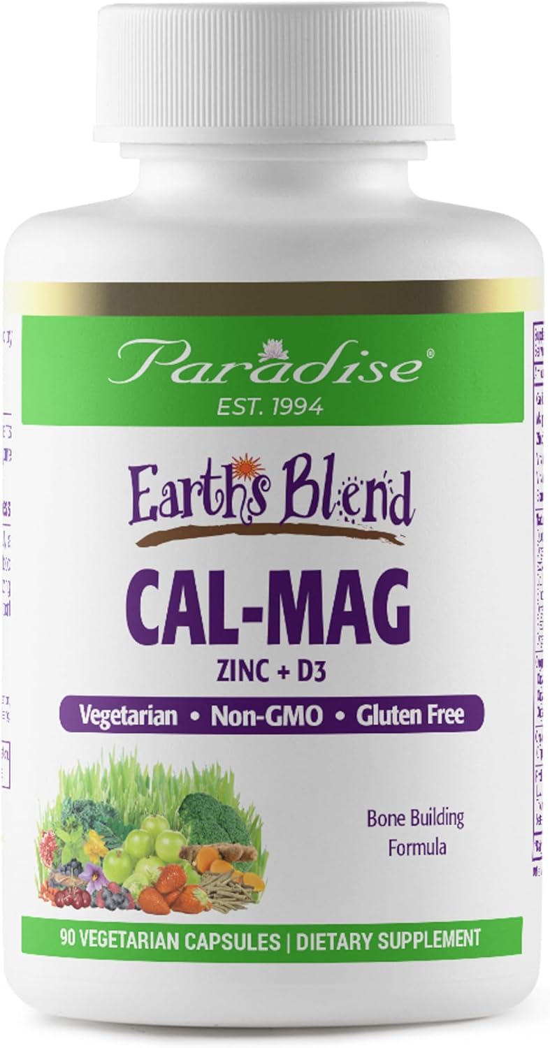 Vegan Cal-Mag Supplement for Bone Health | Paradise Herbs Earth's Blend | Non-GMO, Gluten-Free | 90 Capsules