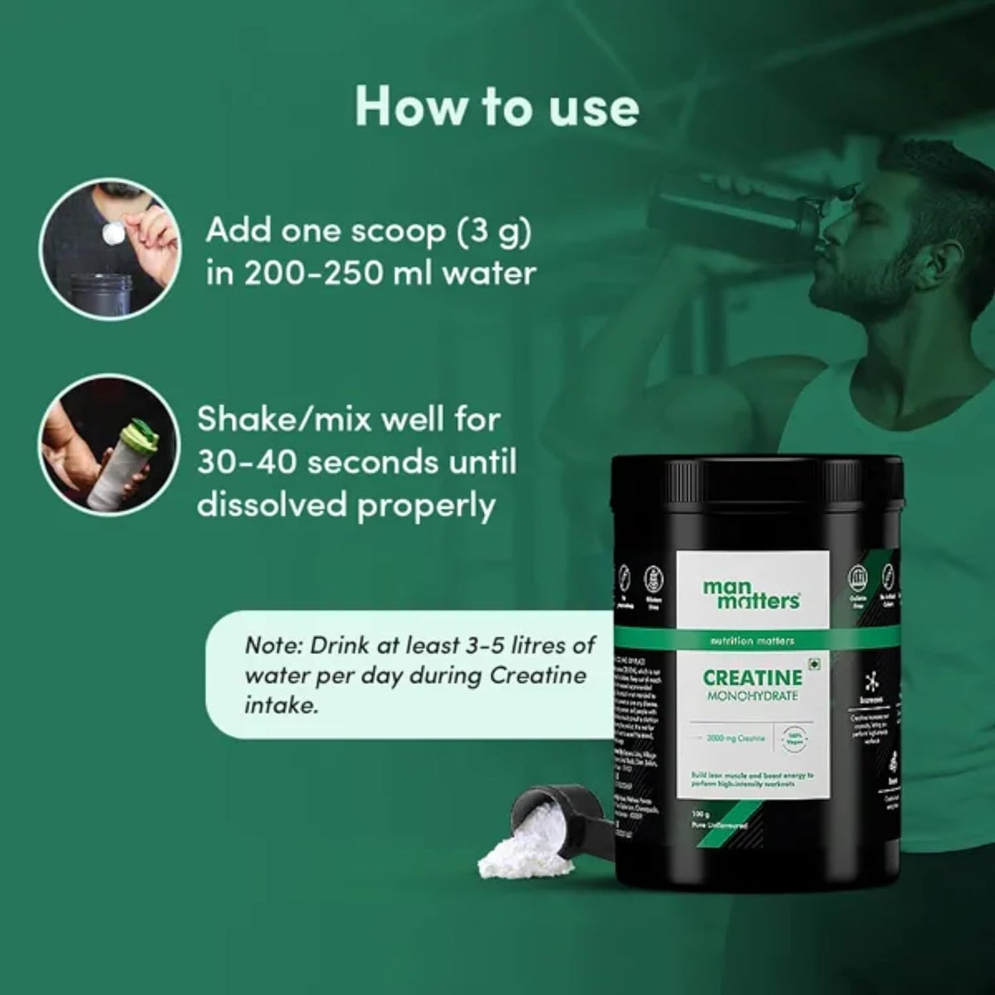 Vegan Creatine Monohydrate Powder for Energy, Muscle Repair, and Lean Muscle Mass - 33 Servings, 100g