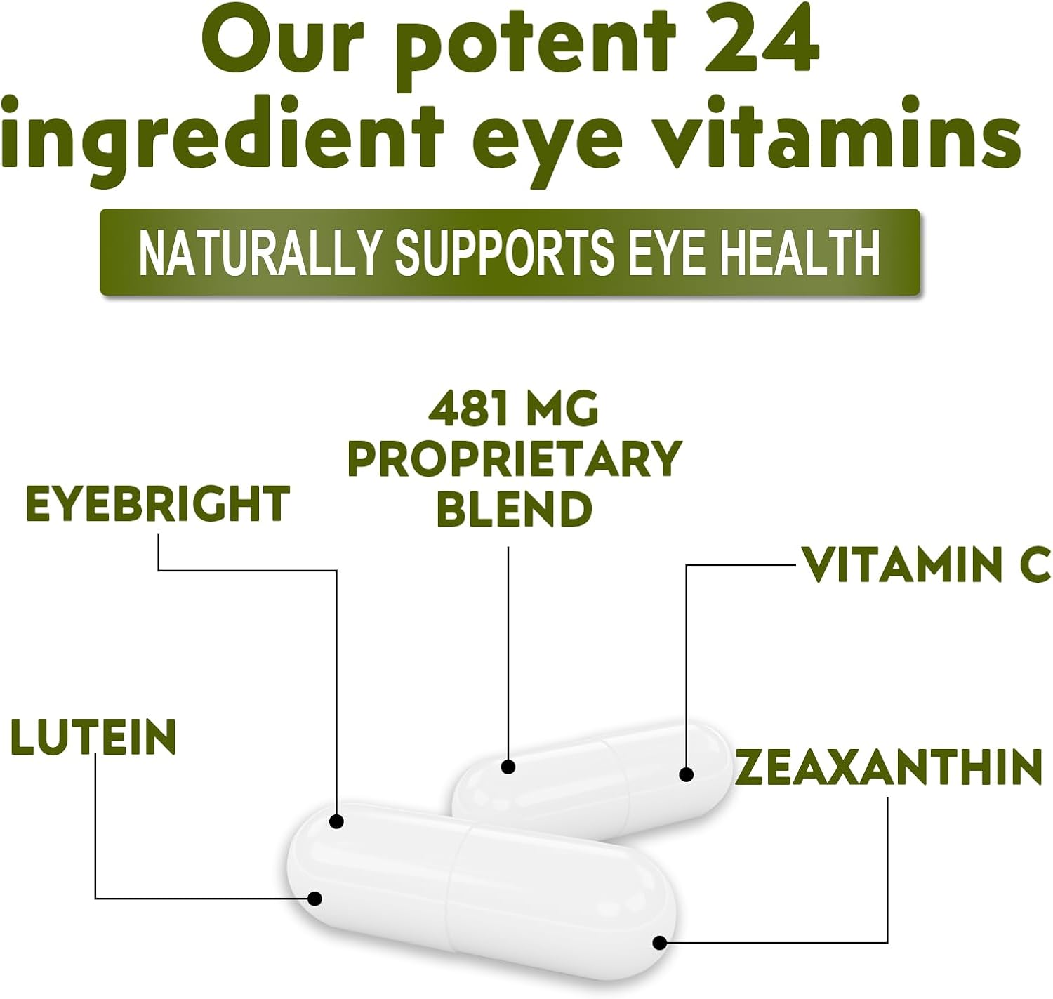 Vegan Eye Vitamins Supplement with Lutein, Zeaxanthin, Vitamins C & E - 90 Capsules for Eye Strain & Vision Health in Adults