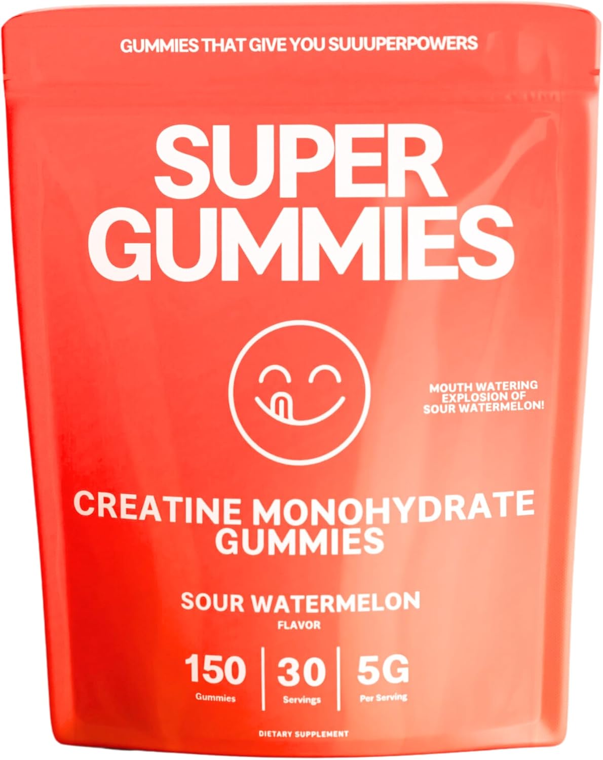 Vegan Gluten-Free Creatine Gummies for Focus, Strength, & Recovery - 1g Creatine Per Gummy - Sour Watermelon Flavor - 150 Count