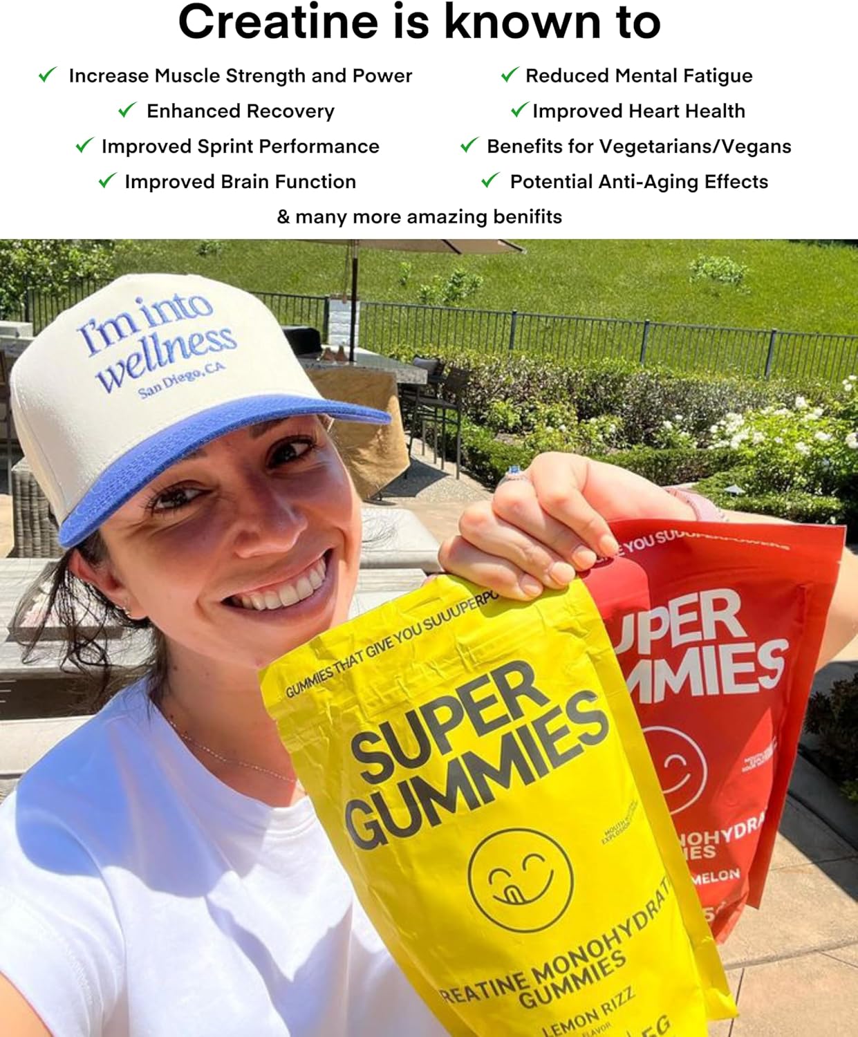 Vegan Gluten-Free Creatine Gummies for Focus, Strength, & Recovery - 1g Creatine Per Gummy - Sour Watermelon Flavor - 150 Count