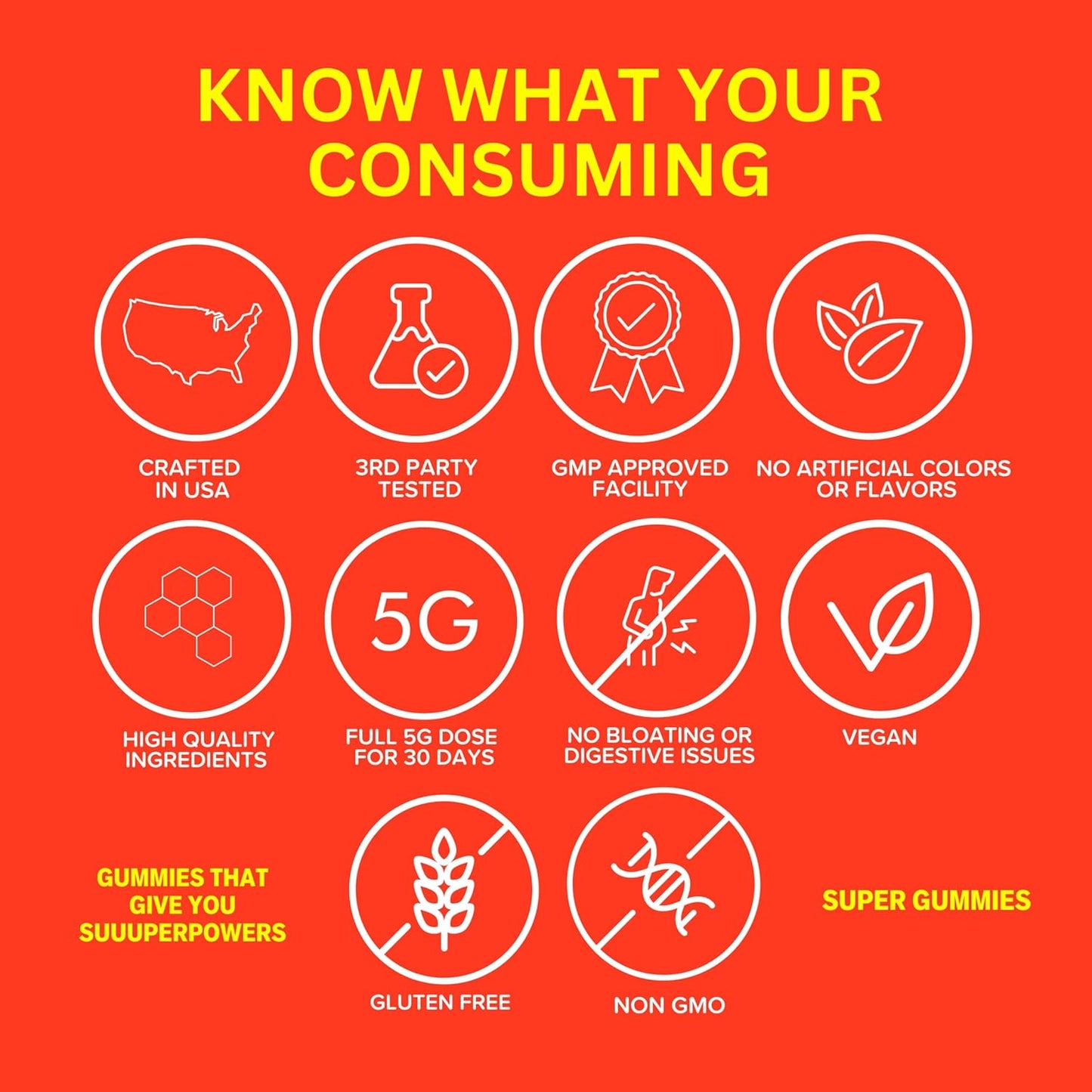 Vegan Gluten-Free Creatine Gummies for Focus, Strength, & Recovery - 1g Creatine Per Gummy - Sour Watermelon Flavor - 150 Count