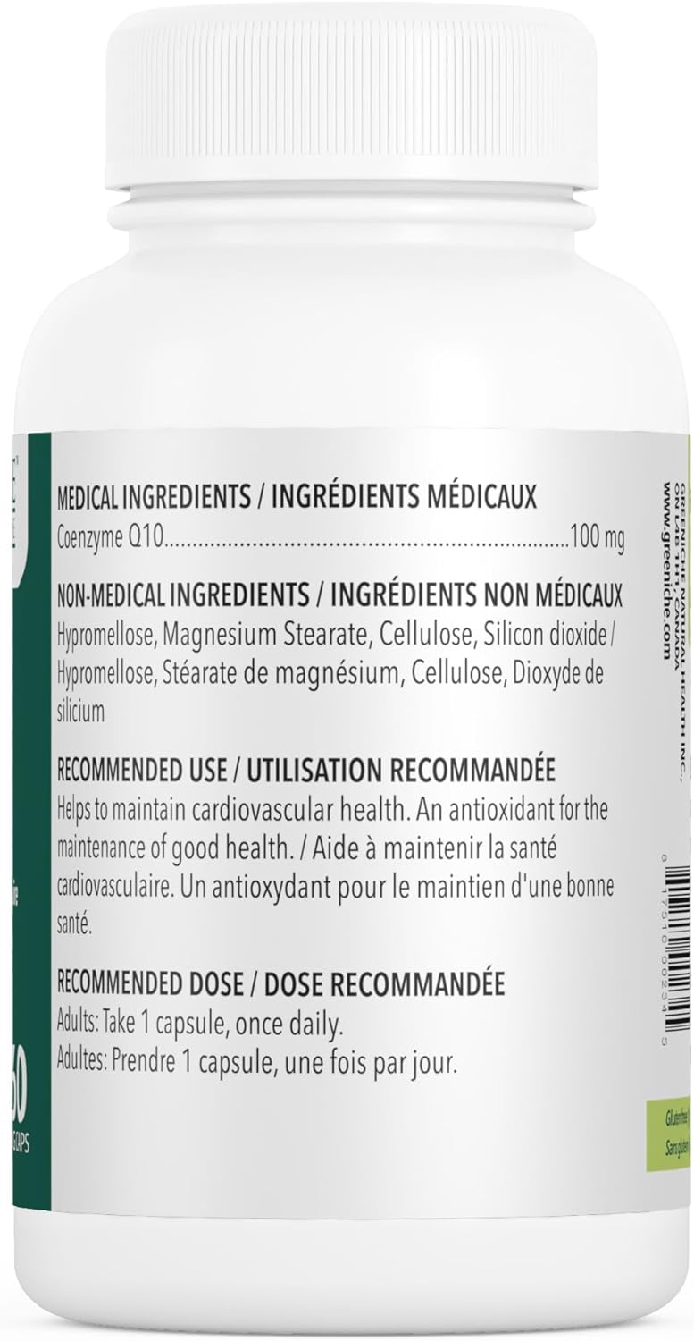 Vegan High Absorption Coenzyme Q10 Capsules - Greeniche CoQ10, 60 Count, Gluten-Free
