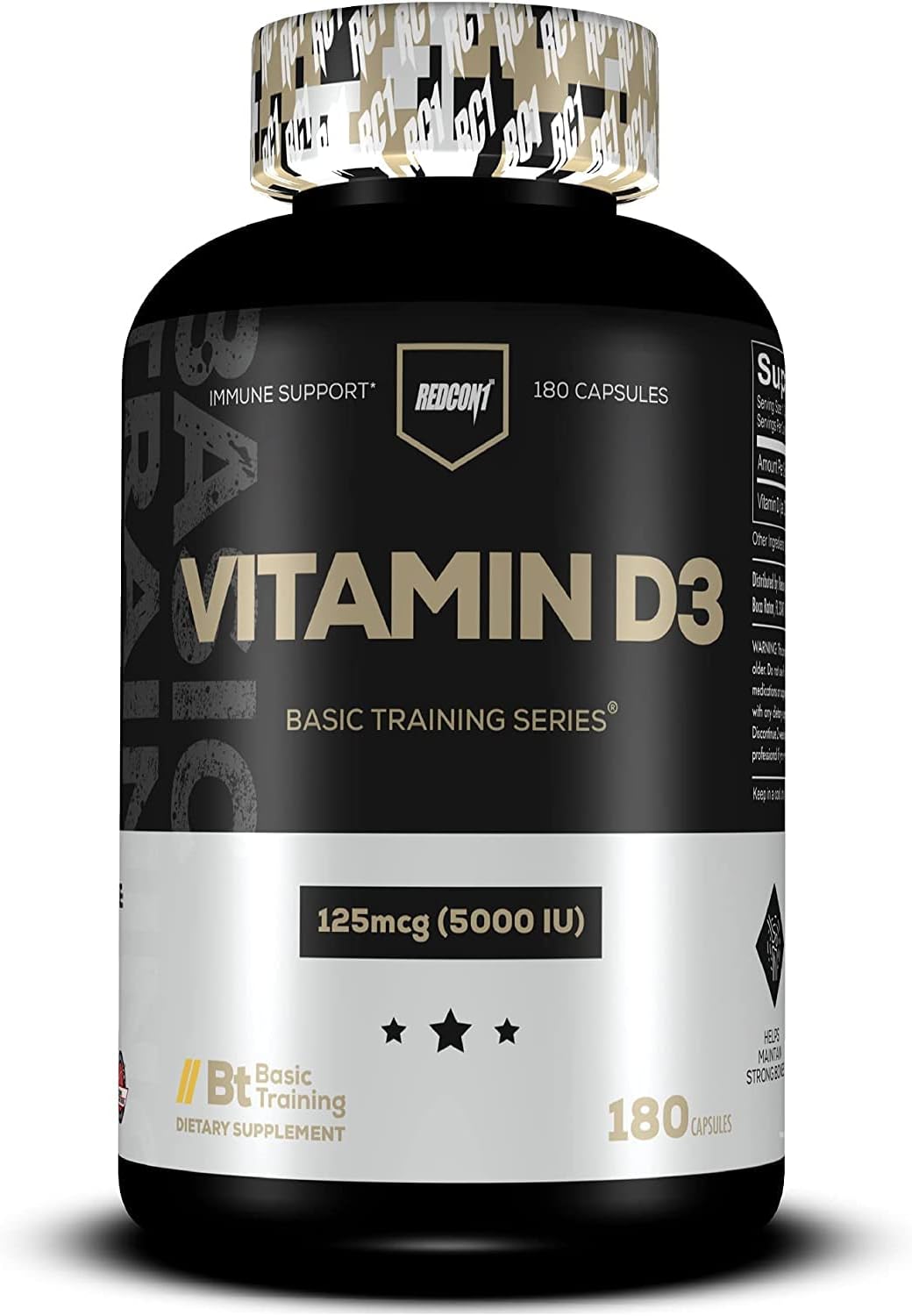 Vegan Keto-Friendly Vitamin D3 Supplement - 5000 IU Per Serving for Strong Bones & Immune Support (180 Servings)