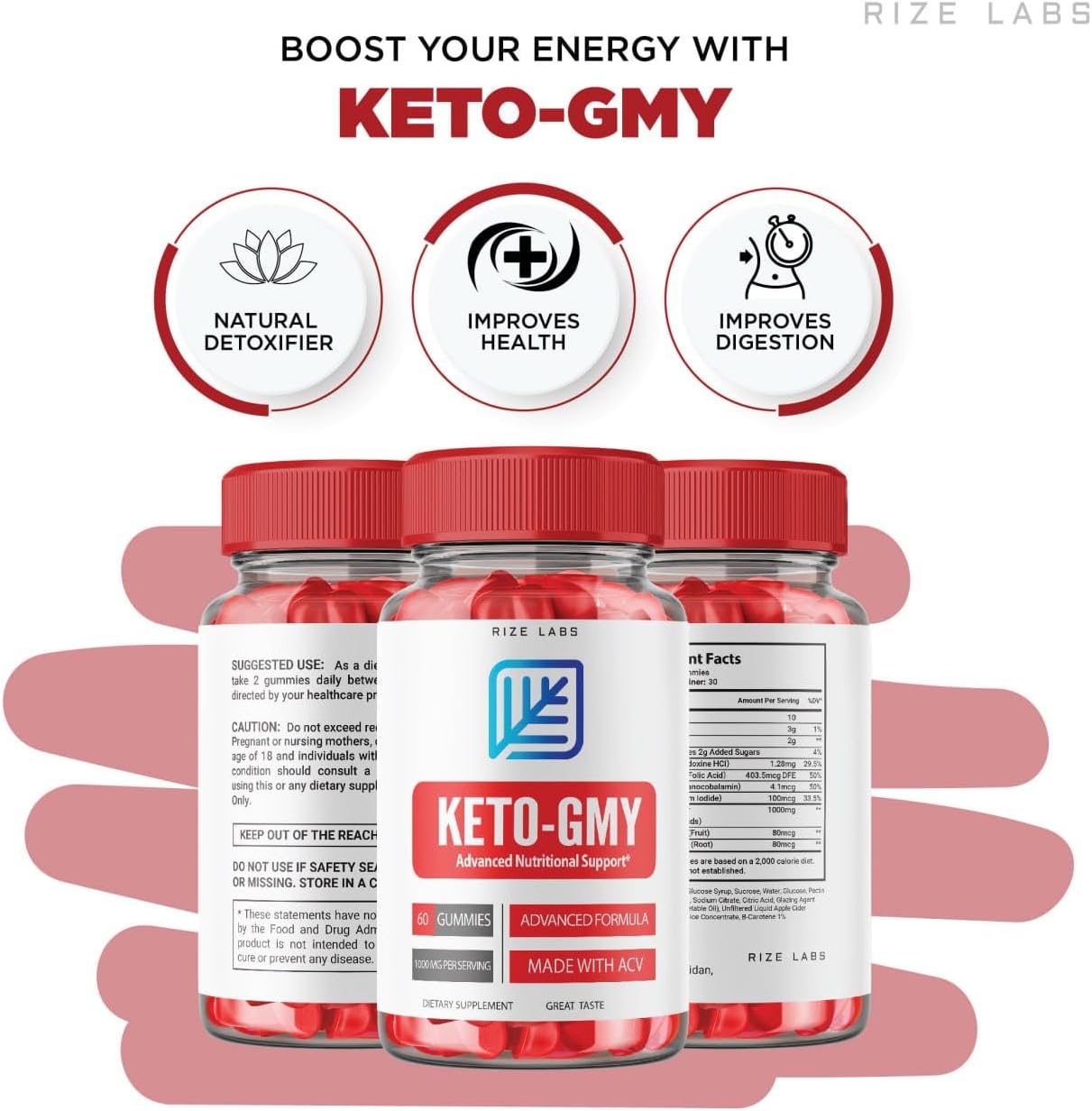 Vegan Keto-GMY Gummies for  Slimming Formula  & Belly Fat Reduction - Advanced Nutritional Support (60 Gummies) by rize labs