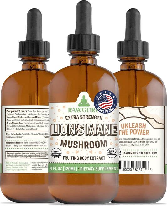 Vegan Lion's Mane Mushroom Tincture with Nano-Processed Immunity Boost - 120 Servings of Drops - Pack of 1
