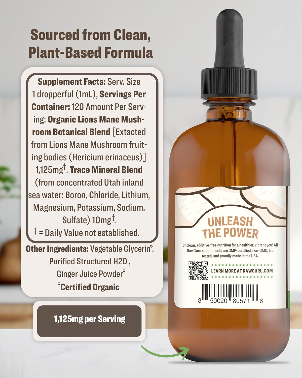 Vegan Lion's Mane Mushroom Tincture with Nano-Processed Immunity Boost - 120 Servings of Drops - Pack of 1