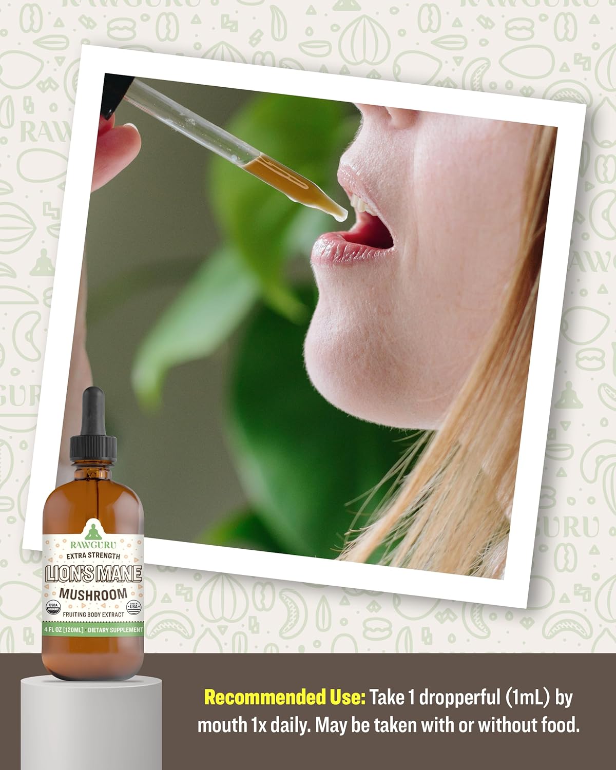 Vegan Lion's Mane Mushroom Tincture with Nano-Processed Immunity Boost - 120 Servings of Drops - Pack of 1