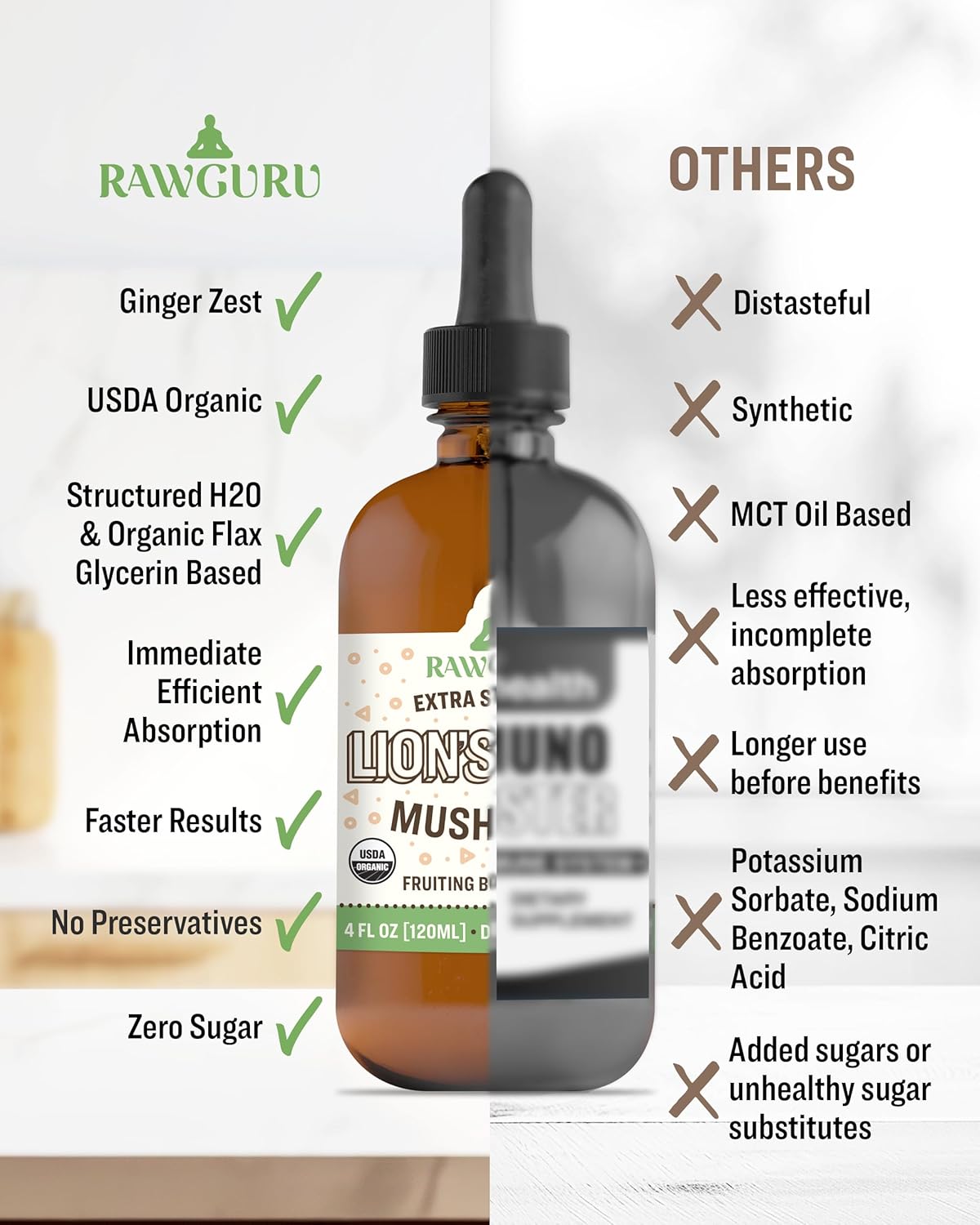 Vegan Lion's Mane Mushroom Tincture with Nano-Processed Immunity Boost - 120 Servings of Drops - Pack of 1