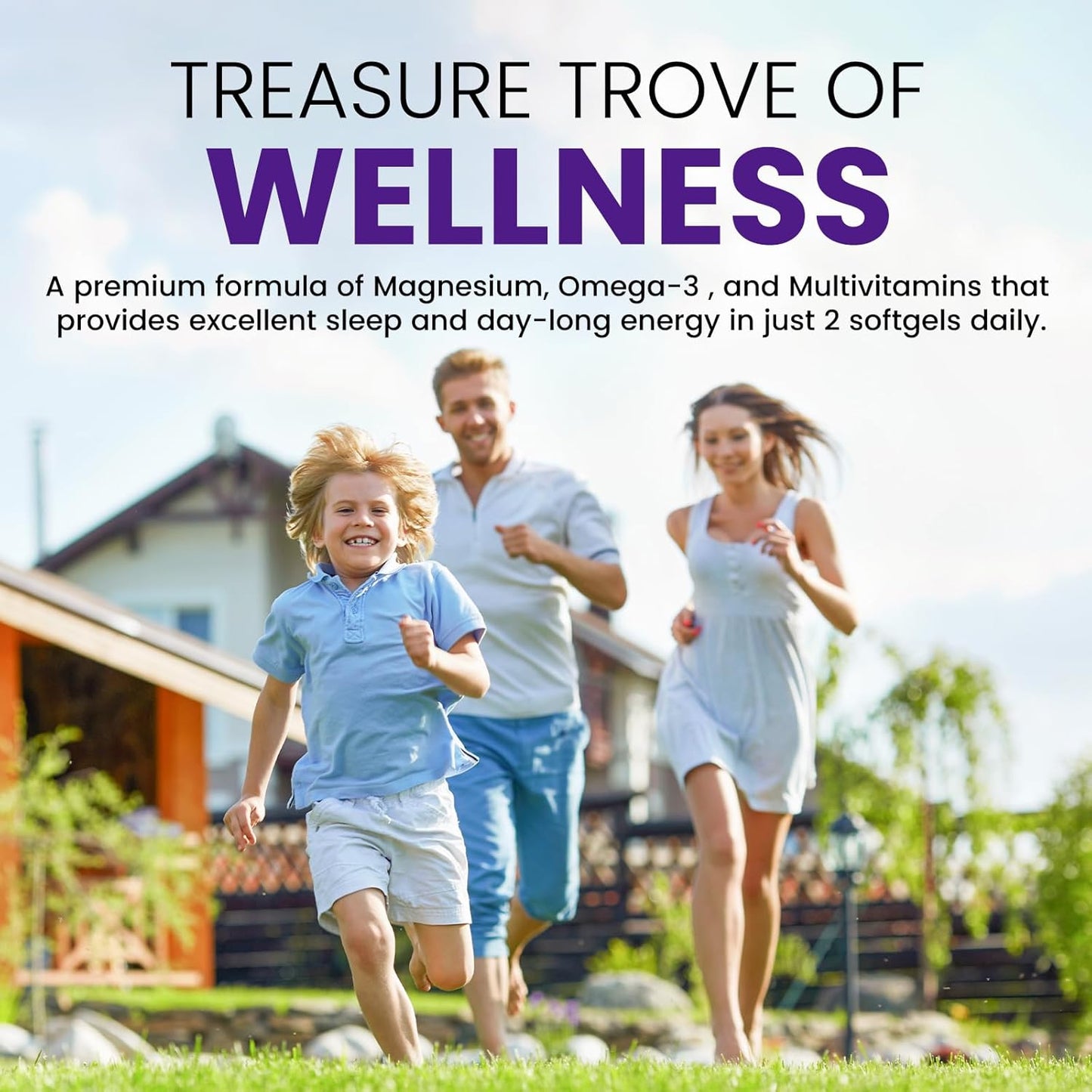 Vegan Magnesium Glycinate Softgels with Vitamin B6, C, D3, Omega-3 | 60 Count for Calm, Muscle & Sleep Support | Highly Absorbable Supplement for Men & Women