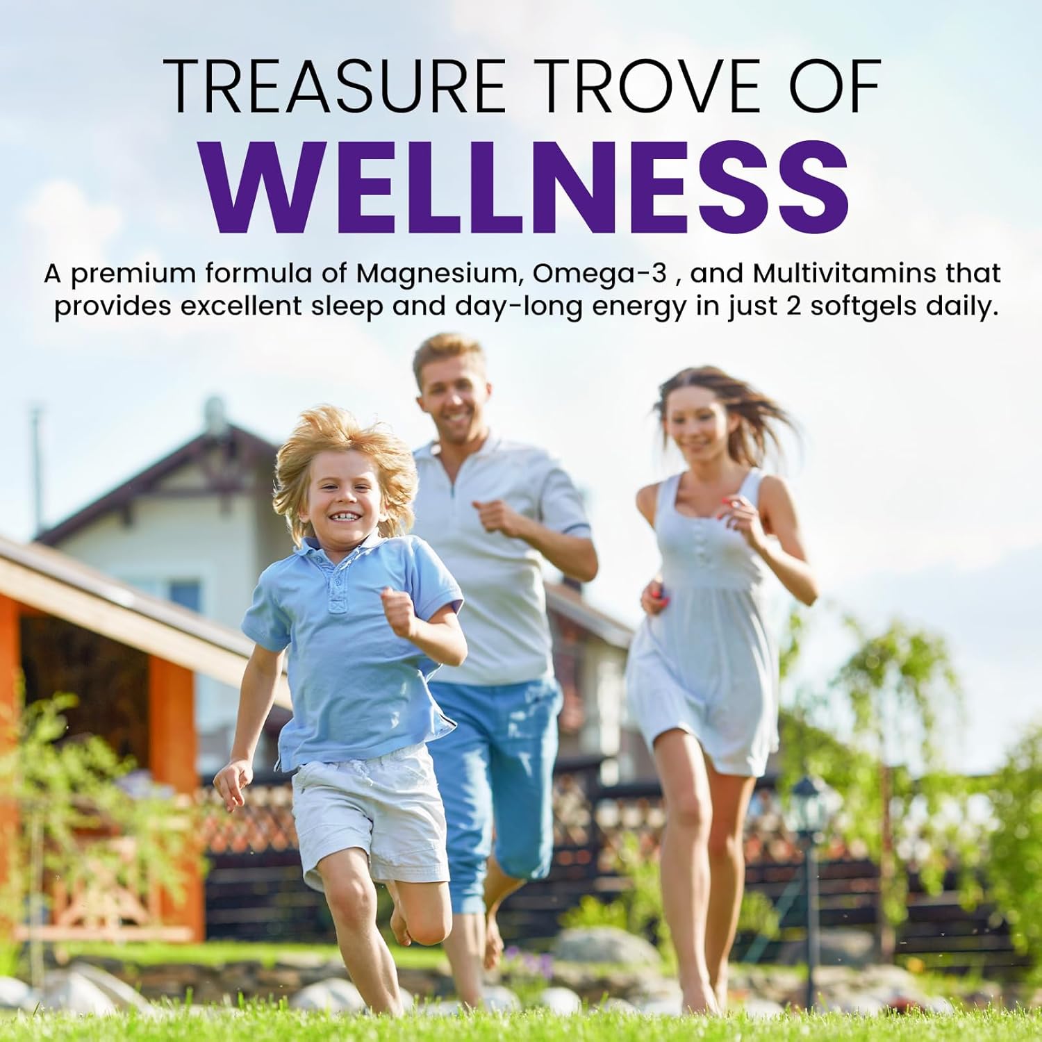 Vegan Magnesium Glycinate Softgels with Vitamin B6, C, D3, Omega-3 | 60 Count for Calm, Muscle & Sleep Support | Highly Absorbable Supplement for Men & Women