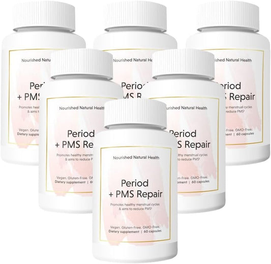Vegan Menstrual Cycle Support Supplement for Women - Nourished Period + PMS Repair - Natural Health Formula for Cramping, Mood, Headaches - 360 Capsules