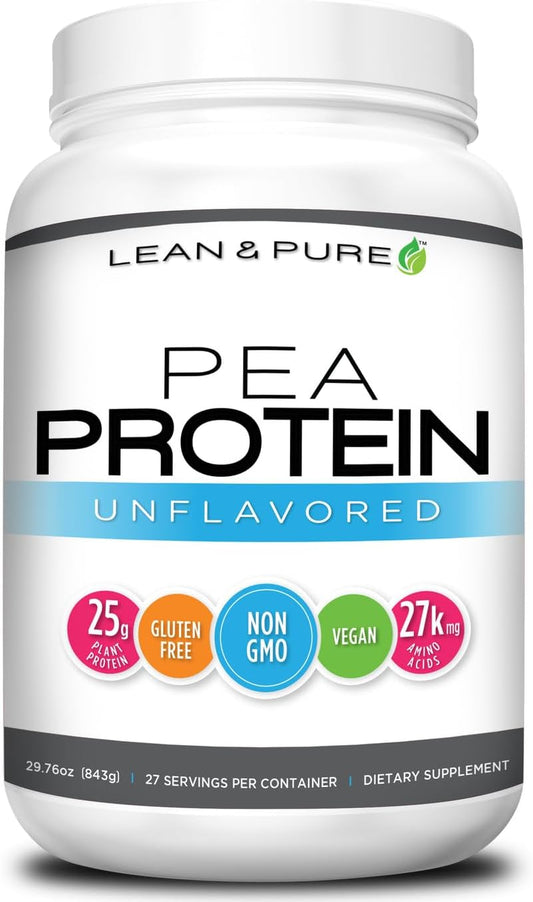 Vegan Pea Protein Powder - 25g Protein, Low Carb, Non GMO, Gluten Free - 27 Servings, 843g
