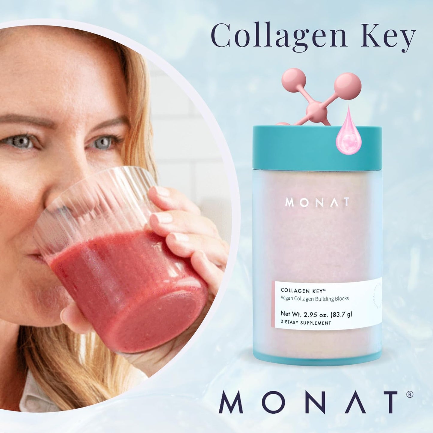 Vegan Peach Berry Collagen Key Supplement for Hair, Skin, and Nails - Sugar-Free Beauty Support with Amino Acids - Holistic Wellness Blend for Natural Radiance