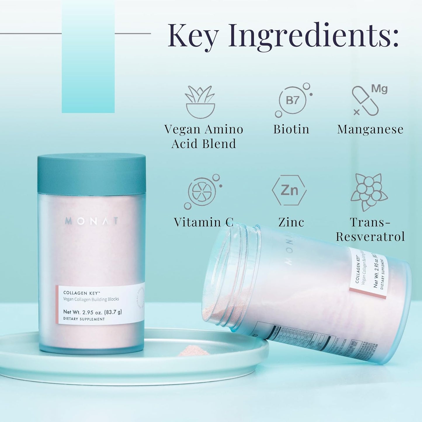 Vegan Peach Berry Collagen Key Supplement for Hair, Skin, and Nails - Sugar-Free Beauty Support with Amino Acids - Holistic Wellness Blend for Natural Radiance