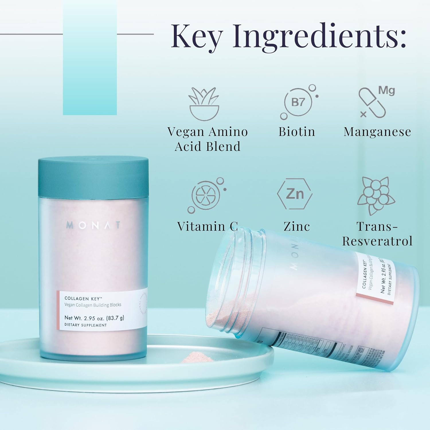Vegan Peach Berry Collagen Key Supplement for Hair, Skin, and Nails - Sugar-Free Beauty Support with Amino Acids - Holistic Wellness Blend for Natural Radiance