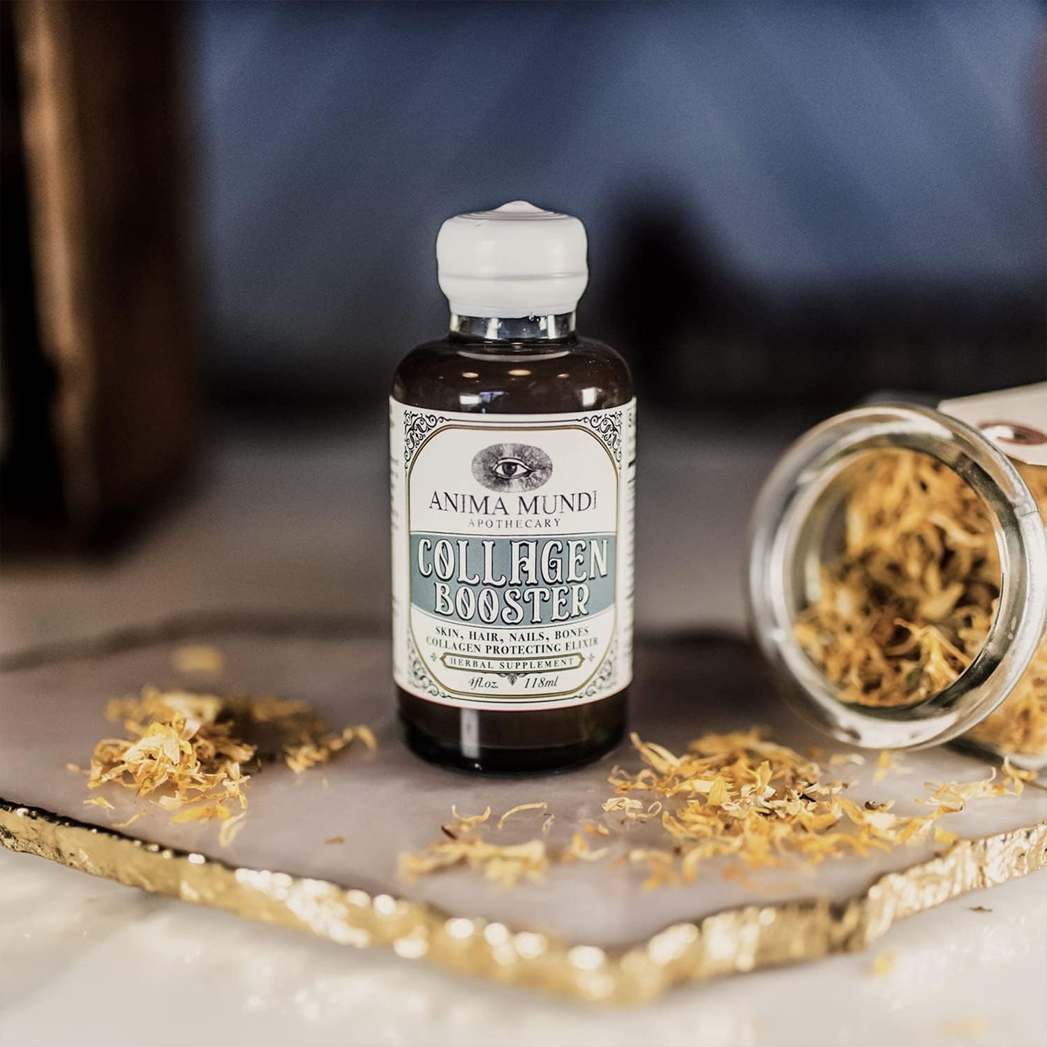 Vegan Plant-Based Collagen Booster Elixir for Skin, Hair, and Nails - Herbal Liquid with Fo Ti and Nettle - 4oz Bottle