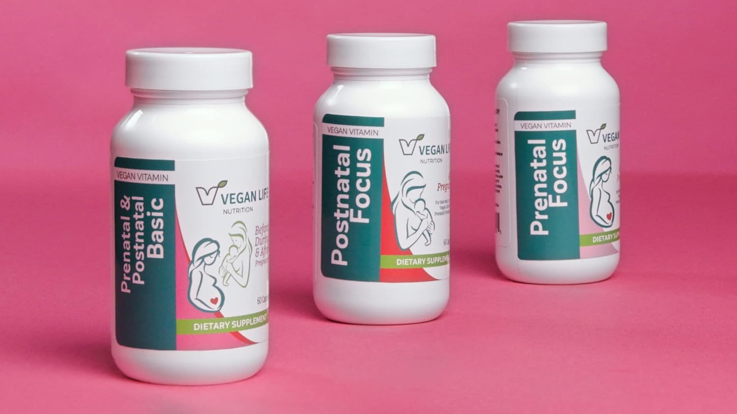 Vegan Postnatal Vitamins with Folate, Calcium, and Essential Vitamins - Gluten-Free and Non-GMO