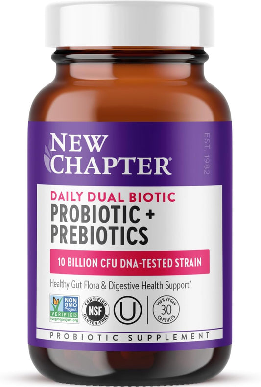 Vegan Probiotic + Prebiotic for Digestion & Microbiome Health - Non-GMO, Soy Free - 30 Count