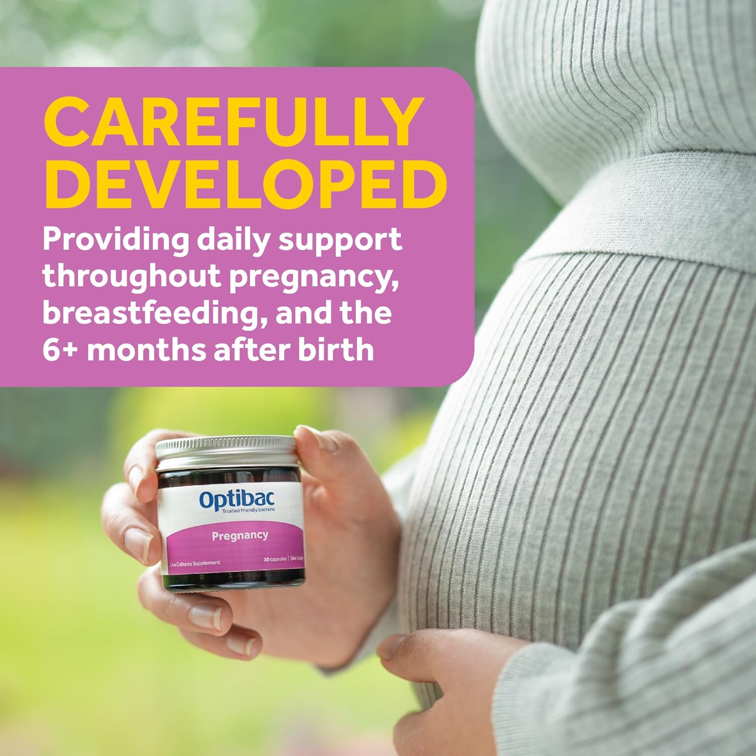 Vegan Probiotic Supplement for Pregnancy & Breastfeeding - 12 Billion CFU & FOS Fibres, 30 Capsules