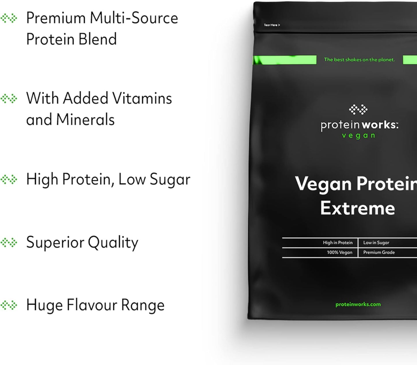 Vegan Protein Extreme Powder - Strawberries 'n' Cream Flavor | High Protein Plant-Based Shake | 2.20 lbs by The Protein Works