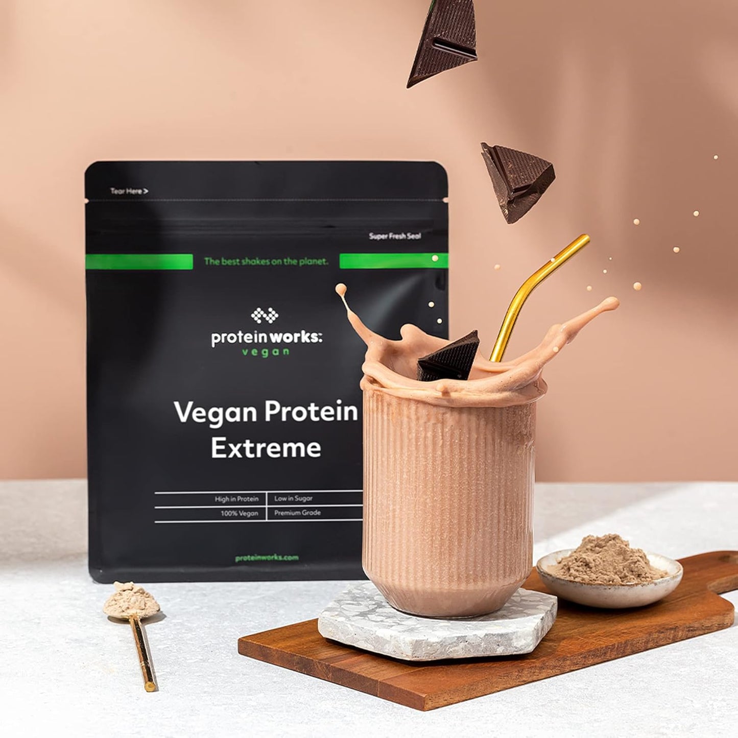Vegan Protein Extreme Powder - Strawberries 'n' Cream Flavor | High Protein Plant-Based Shake | 2.20 lbs by The Protein Works