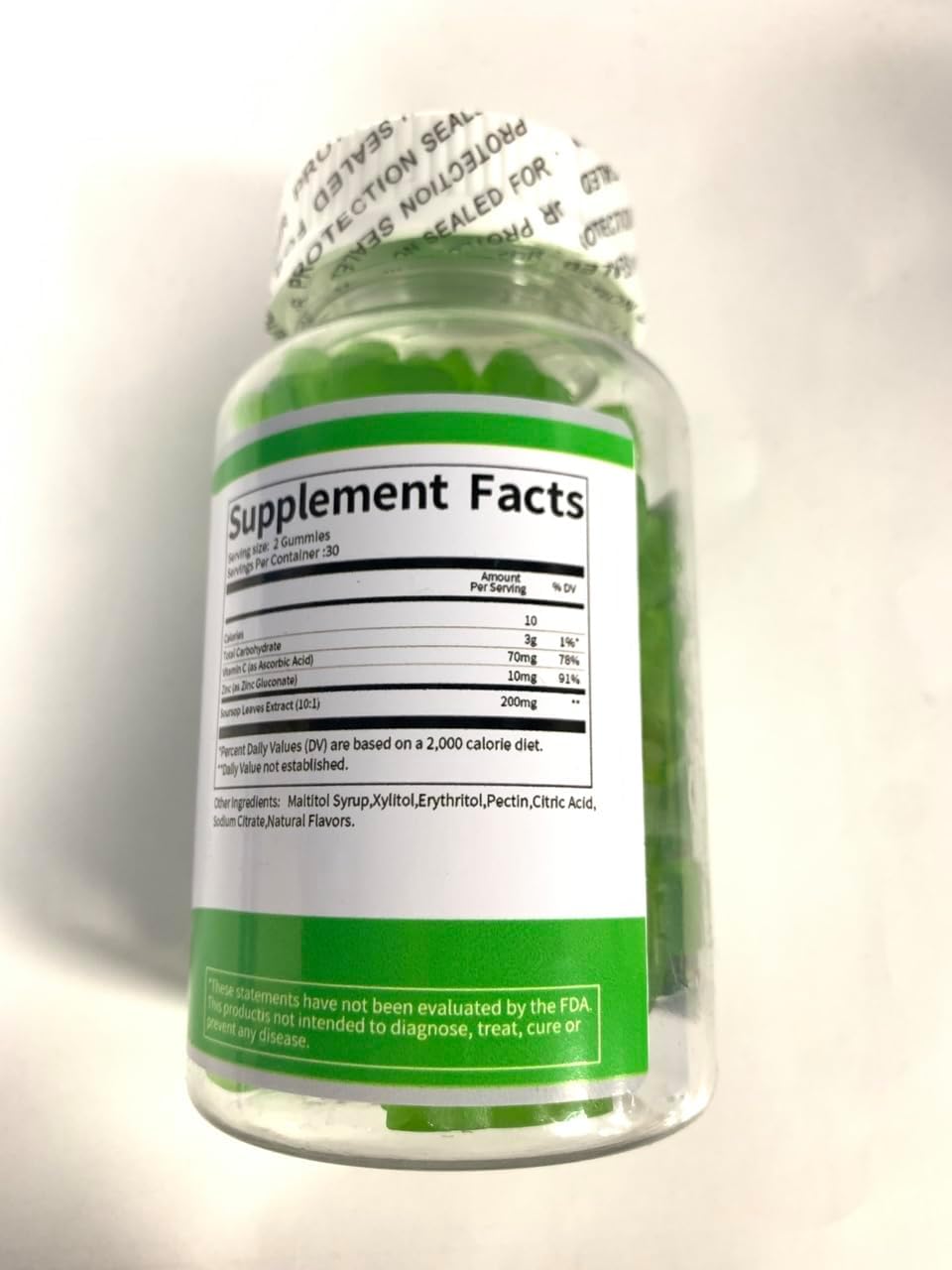 Vegan Soursop Graviola Gummies with Antioxidant Properties for Energy, Digestive & Immune Support - 60 Count