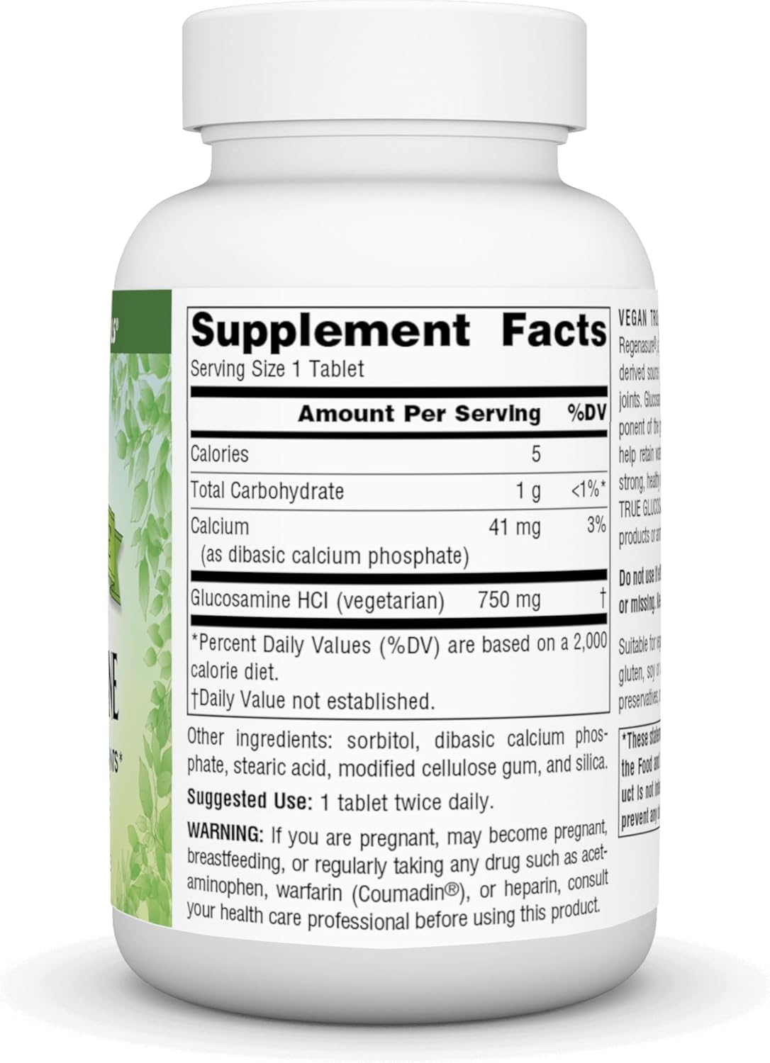 Vegan True Glucosamine 750mg - 60 Tablets for Healthy Joints by Source Naturals