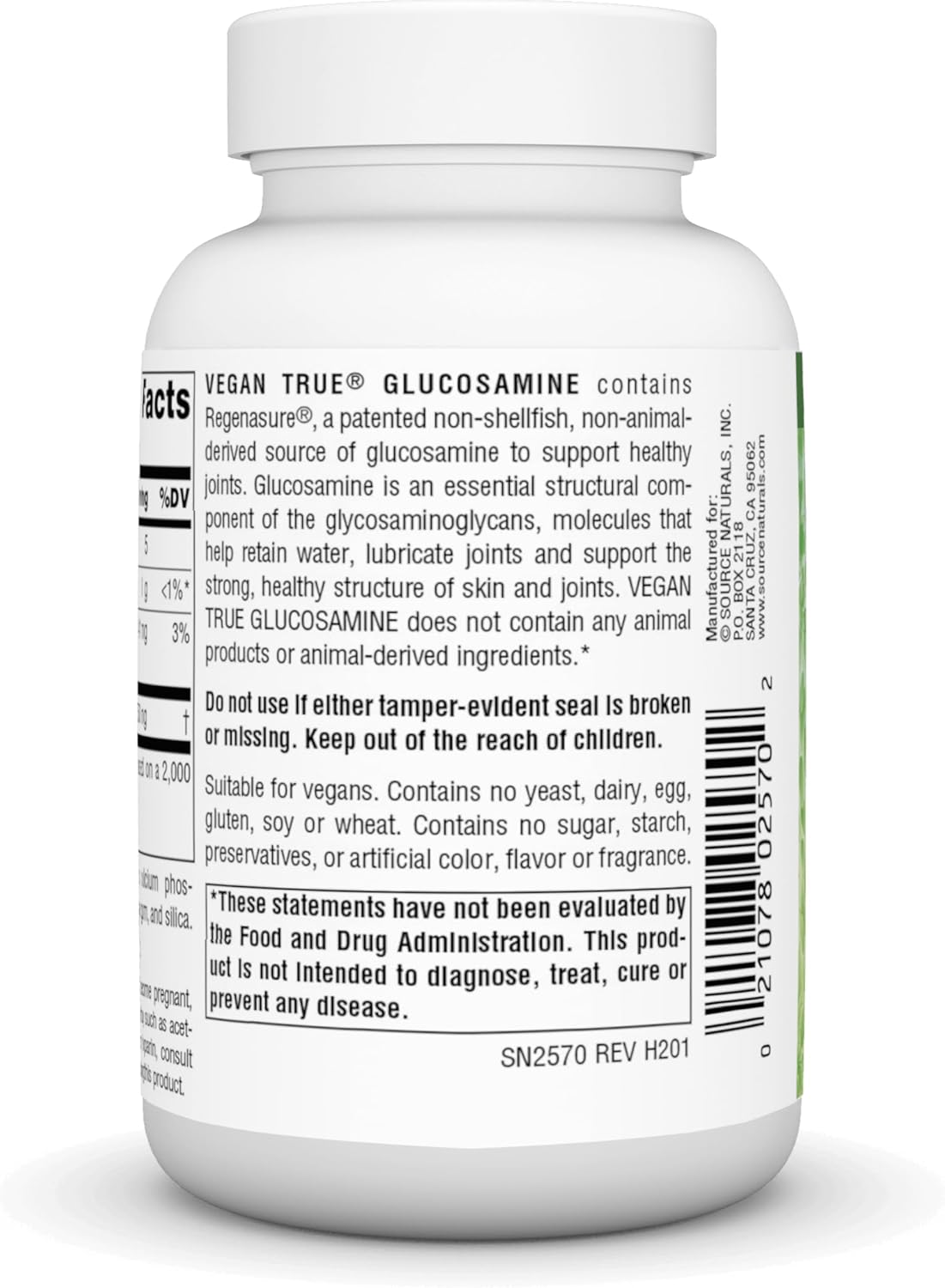 Vegan True Glucosamine 750mg - 60 Tablets for Healthy Joints by Source Naturals