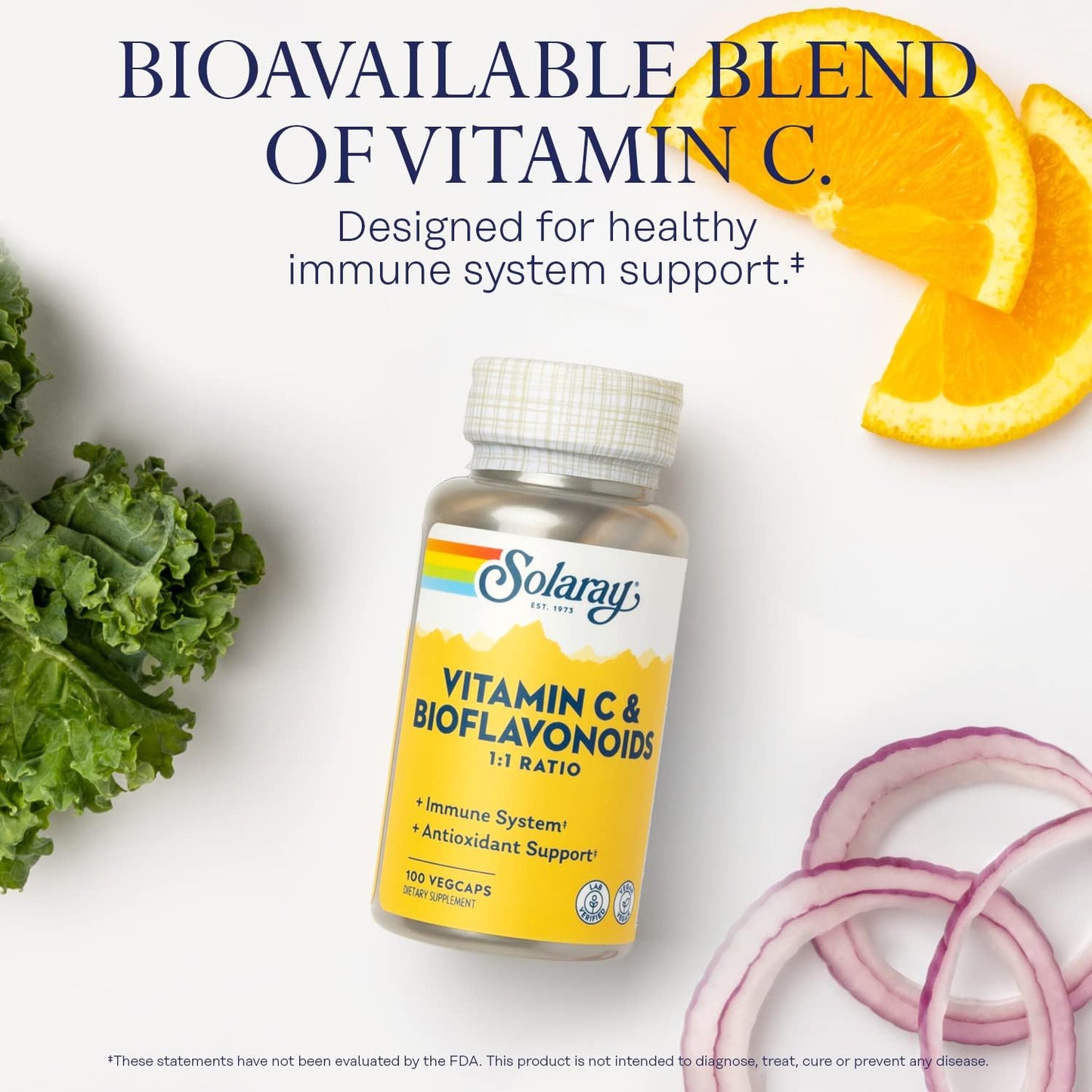 Vegan Vitamin C 500mg Supplement with Bioflavonoids - Immune Support and Antioxidant Formula with Rose HIPS and Acerola - 100 VegCaps, 60-Day Guarantee