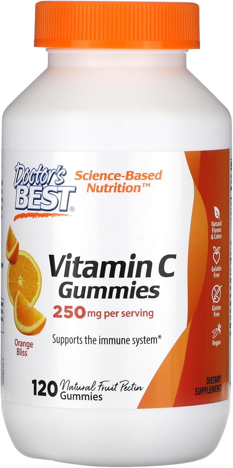 Vegan Vitamin C Gummies 250mg, Immune & Antioxidant Support, Gluten Free, 120 Count