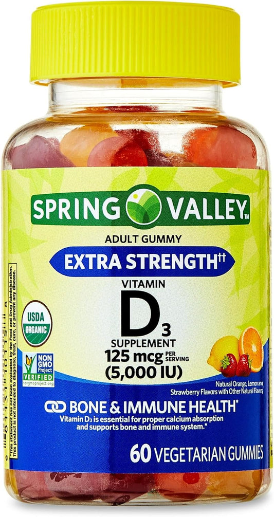 Vegetarian Gummies with 5,000 IU Vitamin D3 for Bone & Immune Health - 60 Count