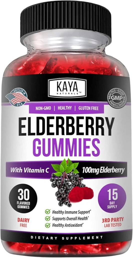 Vegetarian Immune Support Gummy with Zinc, Vitamin C, Elderberry, and Vitamin E in Lemon Flavor - 30 Gummies by Kaya Naturals