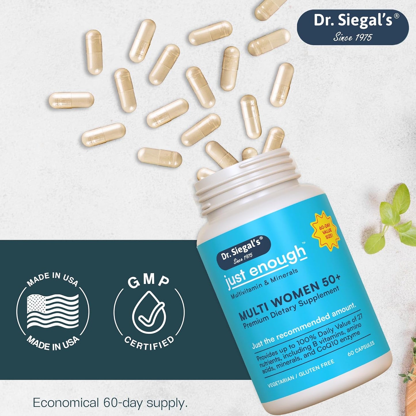 Vegetarian Multivitamin for Women 50 Plus - 60 Capsules - Women's Health Supplements - Daily Multivitamin for Women 50 and Over - 60 Servings