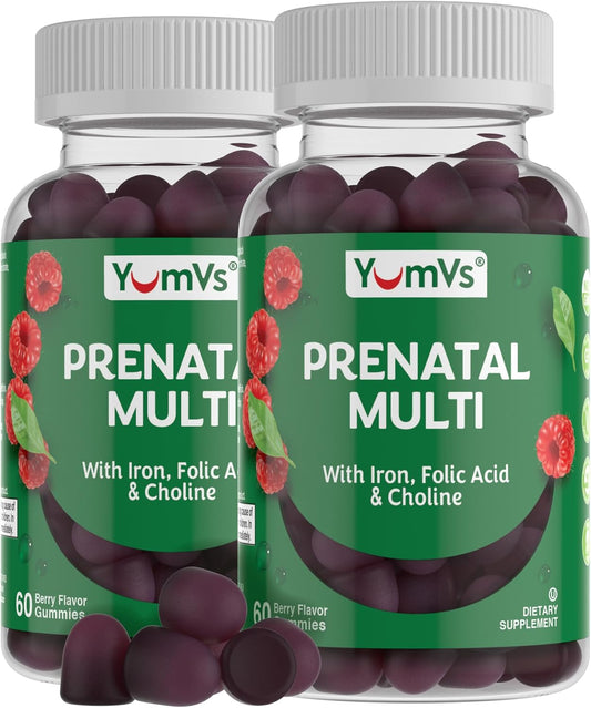 Vegetarian Prenatal Gummies with Folic Acid, Iron & Choline - 120 Count - Kosher Womens Prenatal Multivitamin