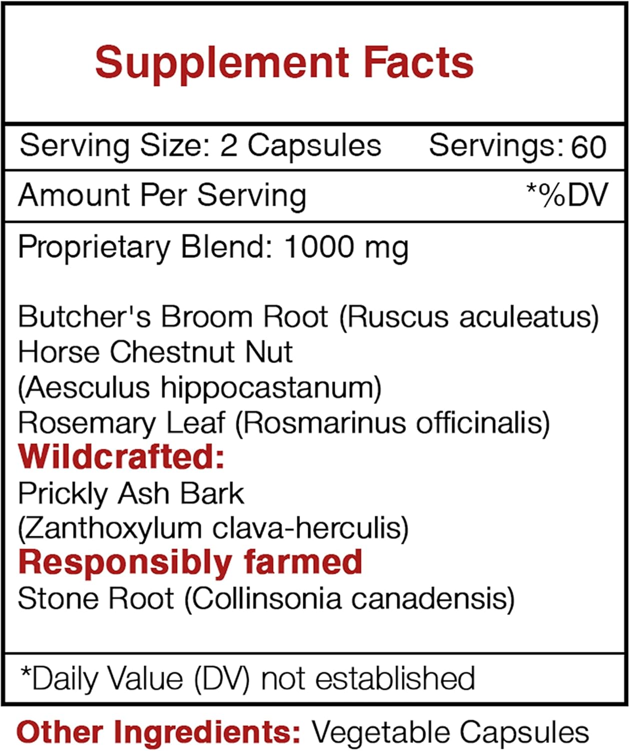 Vein Toning Herbal Supplement Blend - Secrets of the Tribe (120 Capsules)